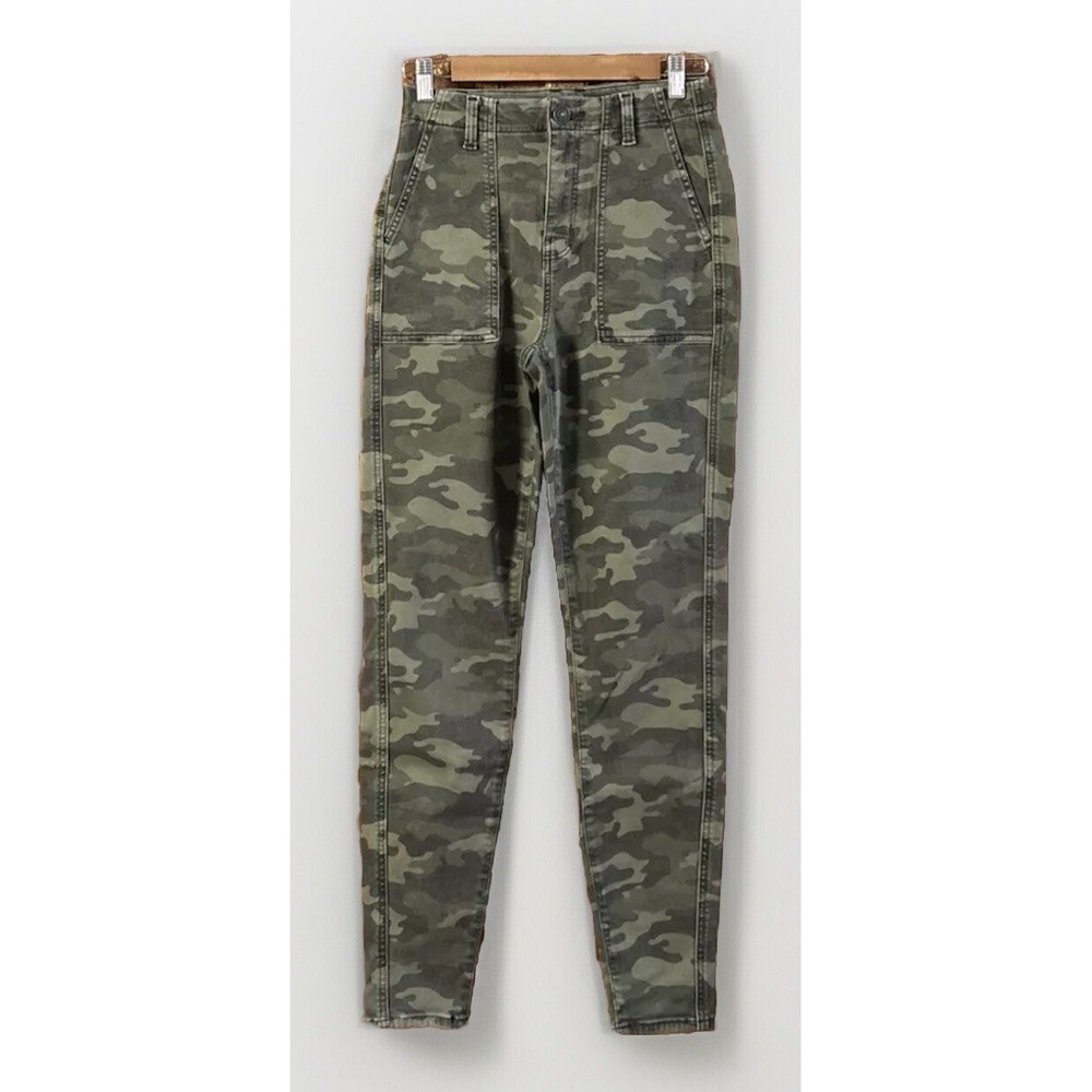 AMERICAN EAGLE Women's Camo Pants Curvy Hi Rise Jegging Jeans Side Buckles Sz 4